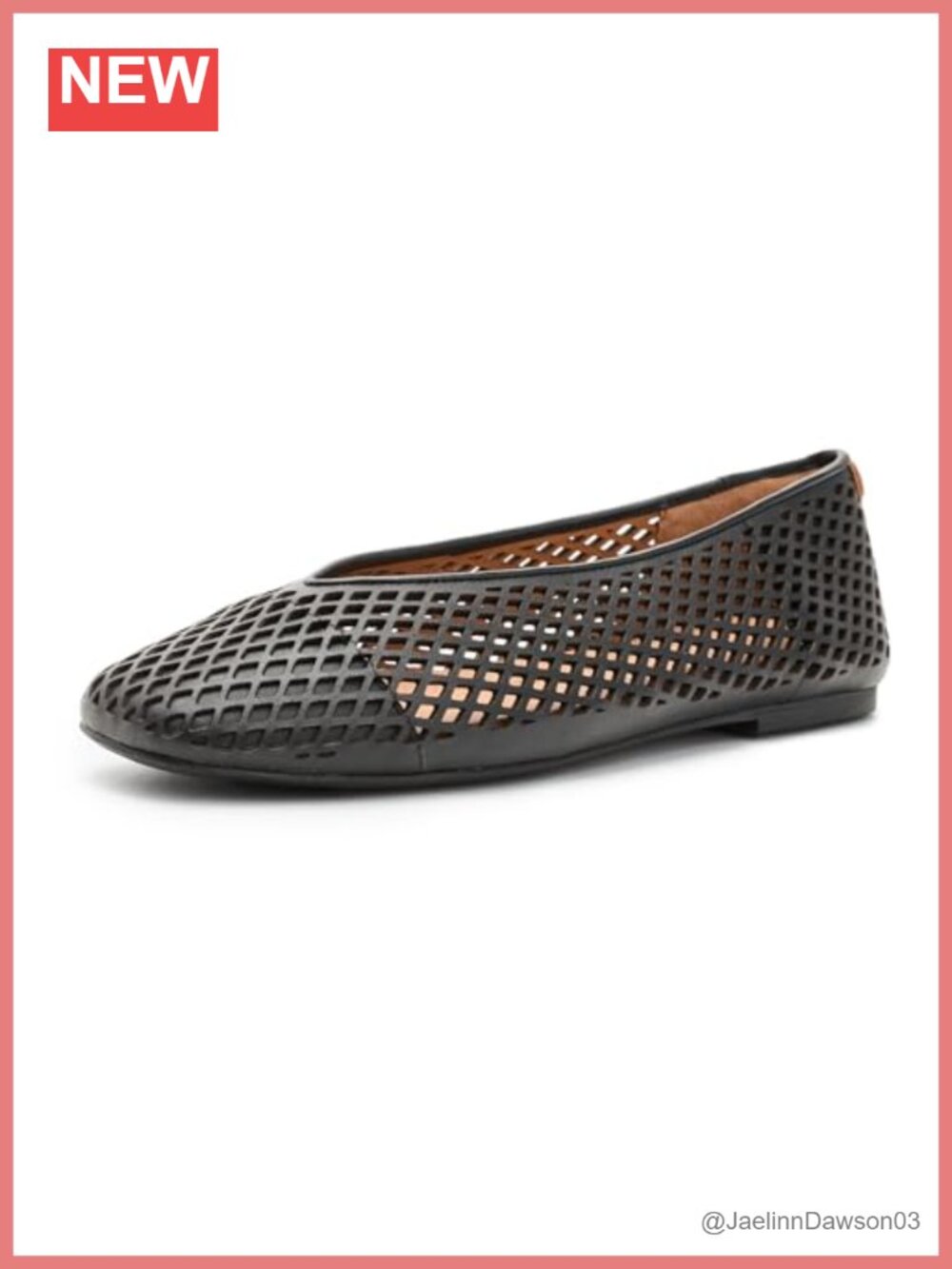 Women's Perforated Leather Slip-On Flats Square Toe Comfort Shoes